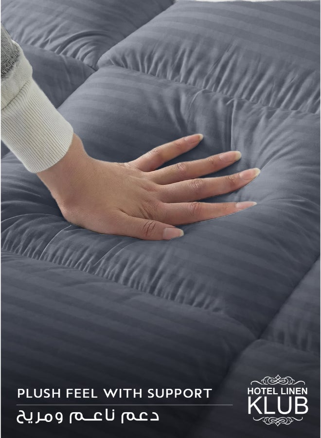 Hotel Linen Klub هوتل لينن كلوب مرتبة توبير 85GSM ميكروفايبر مخطط قماش فائق النعومة 500GSM ناعم متين وألياف سميكة للغاية وأشرطة عالية المرونة - Image 4
