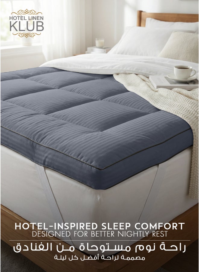 Hotel Linen Klub هوتل لينن كلوب مرتبة توبير 85GSM ميكروفايبر مخطط قماش فائق النعومة 500GSM ناعم متين وألياف سميكة للغاية وأشرطة عالية المرونة - Image 3