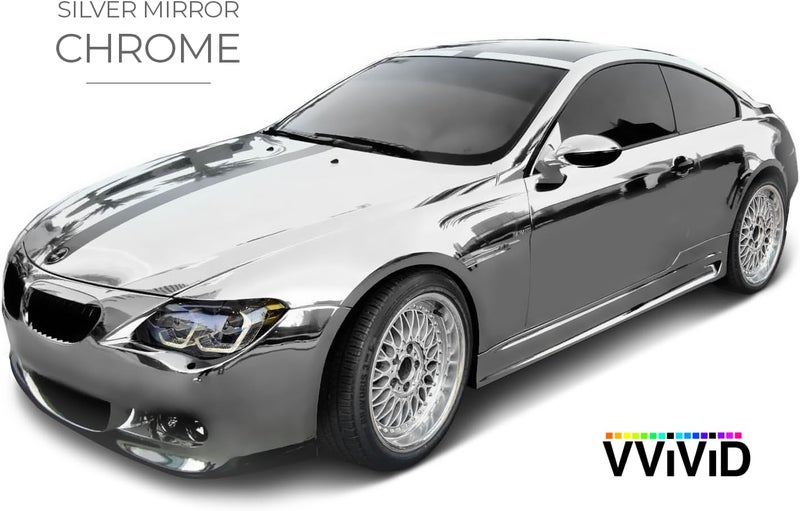 VViViD Silver Mirror Chrome Self-Adhesive Vinyl Wrap Decal Film (1/2ft x 5ft) - Image 3