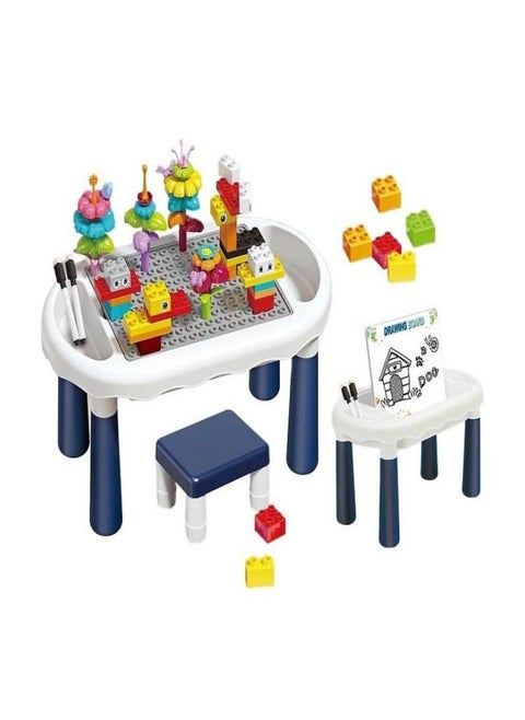 6-in-1 Kids Block Table Set with Chair, 49 Pieces Building Blocks, Educational Activity Table for Ages 3 and Up