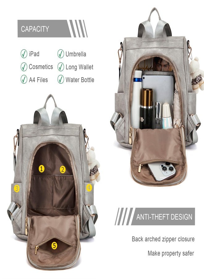 Soperwillton Women Fashion Backpack Purse Anti-Theft Leather Shoulder Bag Travel Multi Pockets Handbag Wallet Set 3pcs - Image 2