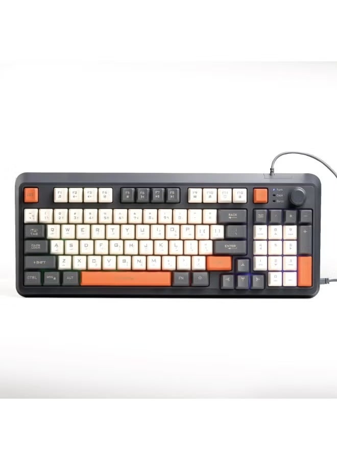 arizone K90 Wired Backlit Keyboard with Volume Knob,94 Keys, Arabic/English Layout - Image 1