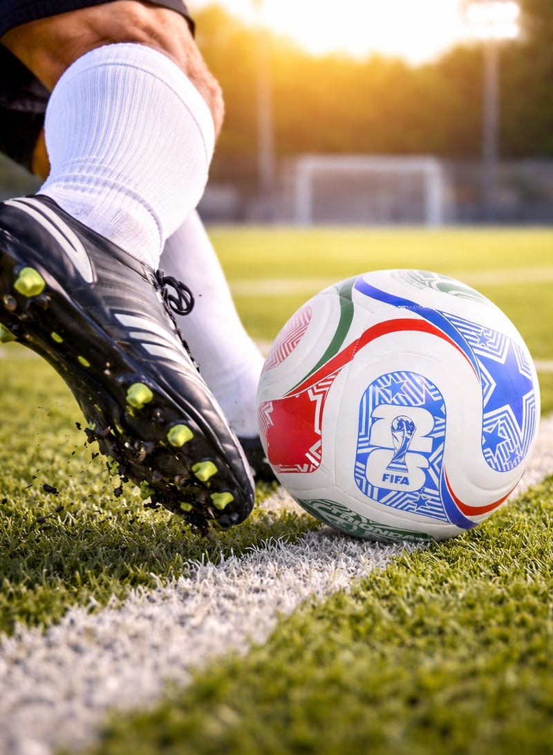 FIFA World Cup كرة قدم تدريبية بتصميم جديد، مقاس 5 - كرة تدريب كرة قدم داخلية وخارجية للملاعب والتدريب الاحترافي - Image 2