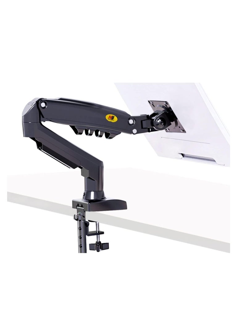 حامل شاشة كمبيوتر قابل للتعديل بحركة كاملة – ذراع نابض للارتفاع والشاشة من 17 إلى 30 بوصة – VESA 75x75/100x100 مم مع قاعدة تثبيت مشبك وجراميت - Image 1