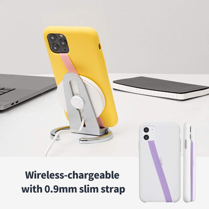Sinjimoru Stretchable Silicone Phone Strap, Flexible and Elastic Grip Holder for iPhone & Android, Secure Phone Loops Finger Grip with Wireless Charging Support Sinji Loop Black - Image 4