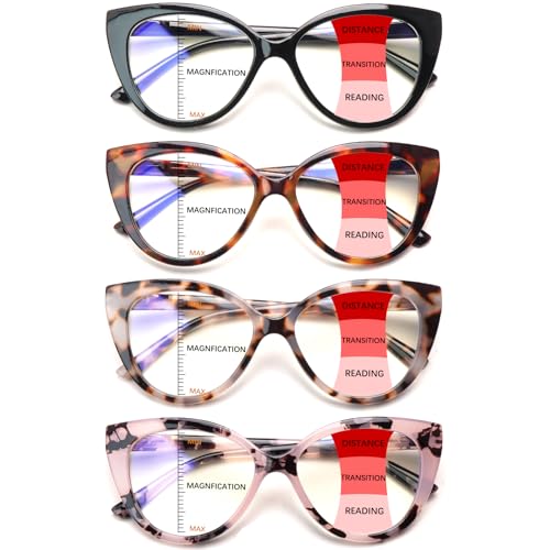 CLASAGA Progressive Multifocus Reading Glasses for Women Blue Light Blocking Spring Hinge Computer Multifocal Cat Eye Readers (4 CAT, 1.25, x) - Image 1