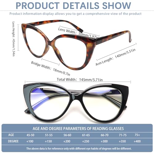CLASAGA Progressive Multifocus Reading Glasses for Women Blue Light Blocking Spring Hinge Computer Multifocal Cat Eye Readers (4 CAT, 1.25, x) - Image 2
