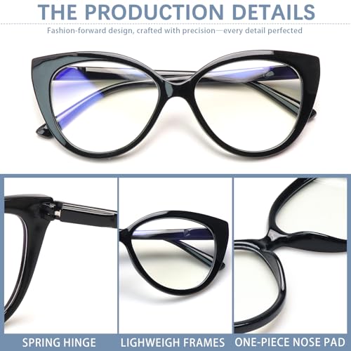 CLASAGA Progressive Multifocus Reading Glasses for Women Blue Light Blocking Spring Hinge Computer Multifocal Cat Eye Readers (4 CAT, 1.25, x) - Image 4