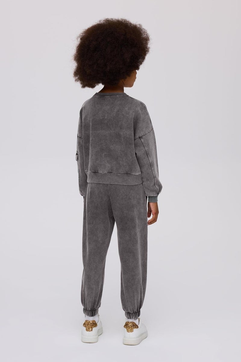 TYESS Girls Gray Melange Sweatshirt  - Image 4