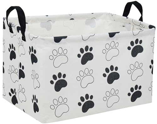 Essme Rectangular Dog Basket Cute Storage Basket with Handles for Room Decor Dog BinsPuppy Storage BinDog Paw - Image 1