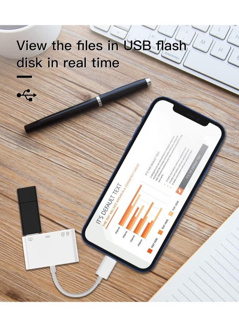 Generic - Camera Micro SD TF Memory Card Reader Lightning Male to USB3.0 Female Adapter OTG Cable for Apple iPhone 11 12 Mini max pro xs xr x se2 7 8plus Ipad air A Connector Flash Stick Drive Splitter - Image 1