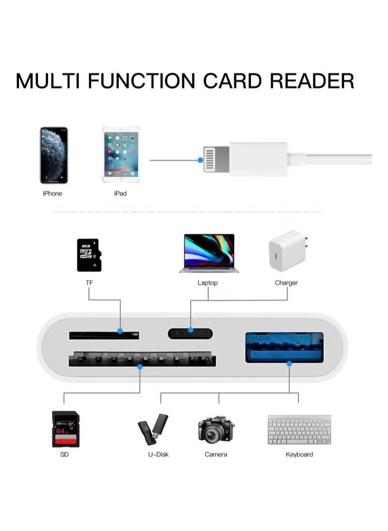 Generic - Camera Micro SD TF Memory Card Reader Lightning Male to USB3.0 Female Adapter OTG Cable for Apple iPhone 11 12 Mini max pro xs xr x se2 7 8plus Ipad air A Connector Flash Stick Drive Splitter - Image 1