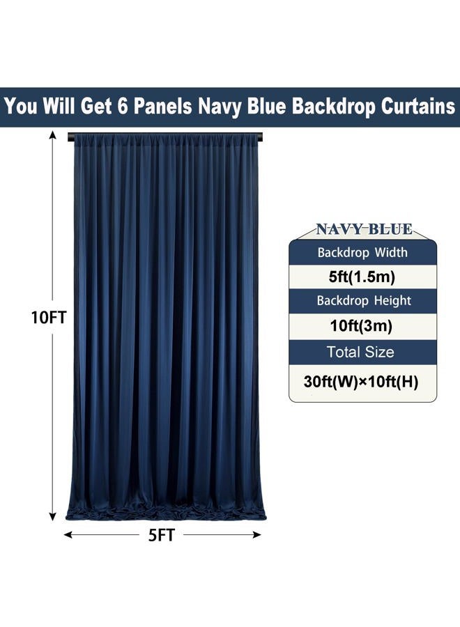 NSSONBEN 30ft×10ft Wrinkle Free Navy Blue Backdrop Curtains for Parties, 6 Panels 5×10ft Thick Silky Polyester Navy Photo Backdrop Drapes Curtains for Graduation Party Birthday Baby Shower Wedding Photography - Image 5