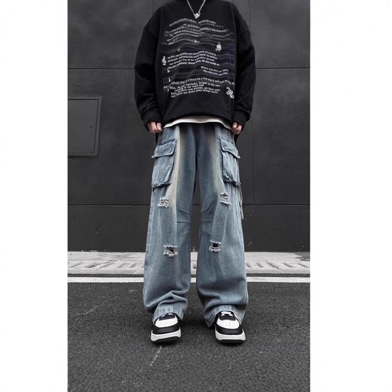 Unisex Classic Denim Jeans Loose Fit Daily Outdoor Wear - Image 3