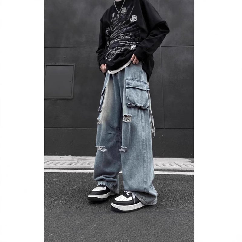 Unisex Classic Denim Jeans Loose Fit Daily Outdoor Wear - Image 2