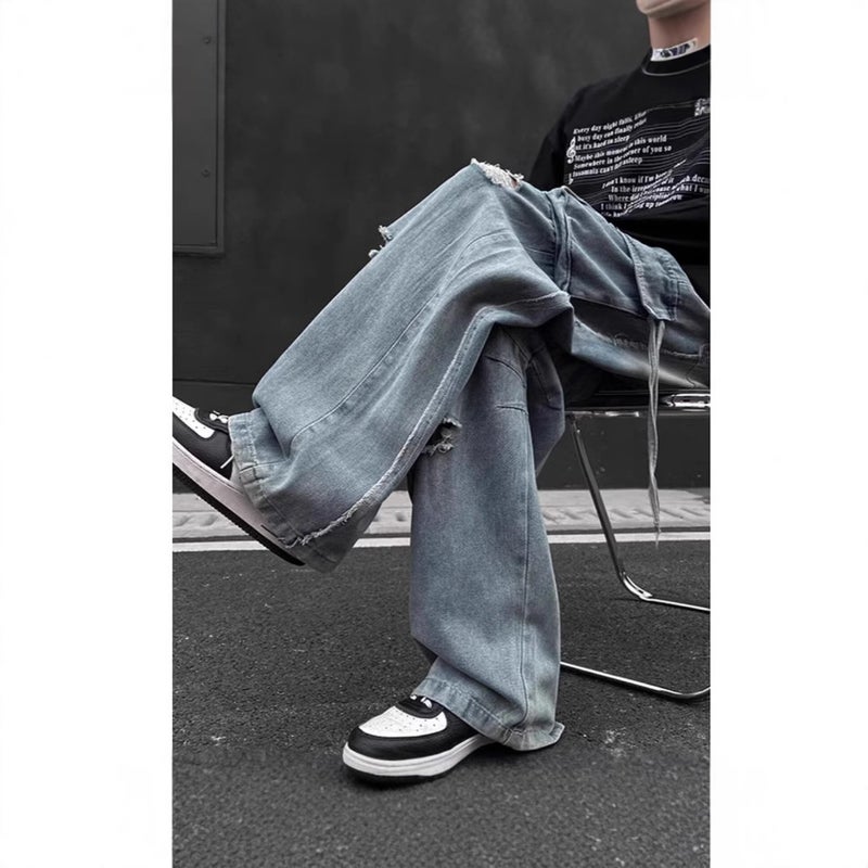 Unisex Classic Denim Jeans Loose Fit Daily Outdoor Wear - Image 4