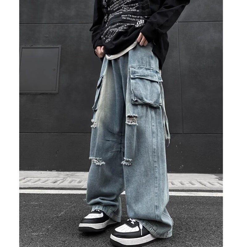 Unisex Classic Denim Jeans Loose Fit Daily Outdoor Wear - Image 1