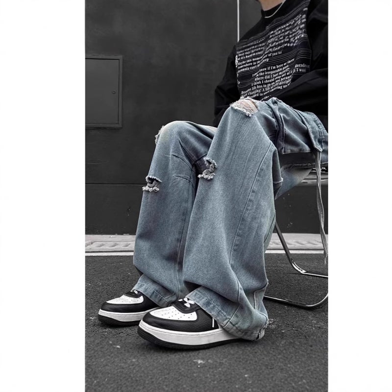 Unisex Classic Denim Jeans Loose Fit Daily Outdoor Wear - Image 5