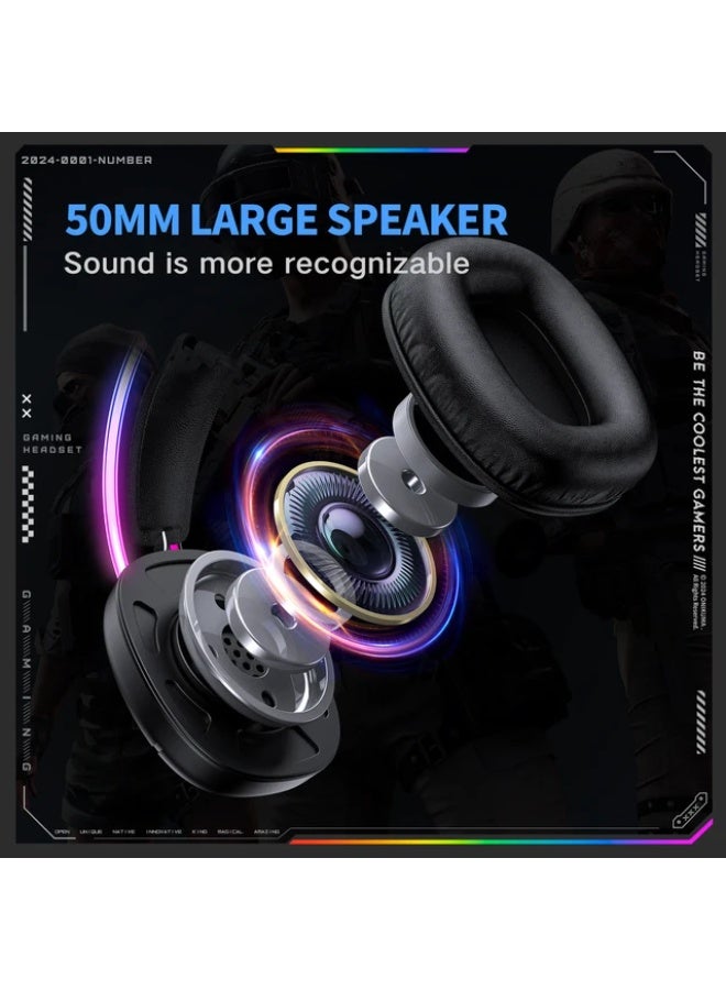 أونيكوما سماعة الألعاب السلكية Onikuma X33 RGB – إضاءة RGB، ميكروفون مزيل للضوضاء، اتصال Type-C - Image 5