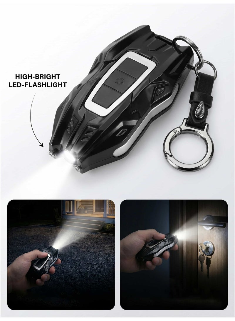 تيكي مصباح يدوي قابل لإعادة الشحن عبر منفذ USB، مزود بخاصية الصعق الكهربائي، مناسب للاستخدام الخارجي والدفاع عن النفس، مصباح LED محمول متعدد الوظائف مع سلسلة مفاتيح. - Image 2