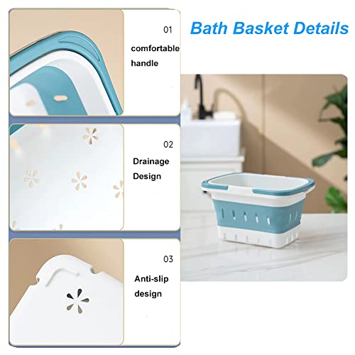 ANNIYA Plastic Caddy for Cleaning Supplies Products, Storage Collapsible Basket with Handles, Box Organizer Bin for Bathroom, Kitchen, College Dorm,Gym (Blue 1 pack) - Image 4