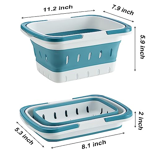 ANNIYA Plastic Caddy for Cleaning Supplies Products, Storage Collapsible Basket with Handles, Box Organizer Bin for Bathroom, Kitchen, College Dorm,Gym (Blue 1 pack) - Image 2