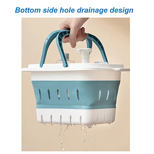 ANNIYA Plastic Caddy for Cleaning Supplies Products, Storage Collapsible Basket with Handles, Box Organizer Bin for Bathroom, Kitchen, College Dorm,Gym (Blue 1 pack) - Image 3