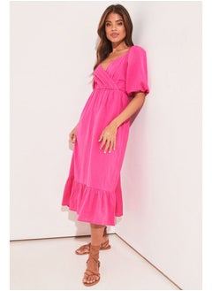 Lipsy London Lipsy Wrap Linen Look Midi Dress  - Image 3