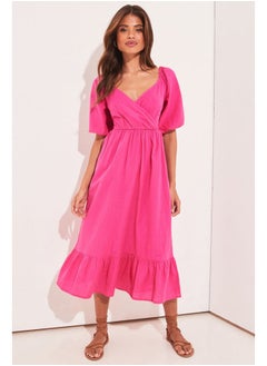 Lipsy London Lipsy Wrap Linen Look Midi Dress  - Image 1
