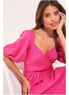 Lipsy London Lipsy Wrap Linen Look Midi Dress  - Image 4