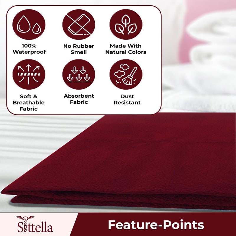 SITTELLA 3 Piece Absorbent Waterproof Mattress Protector Sheet for Babies Quick Dry Washable 140 x 100 Cm Large Maroon - Image 4