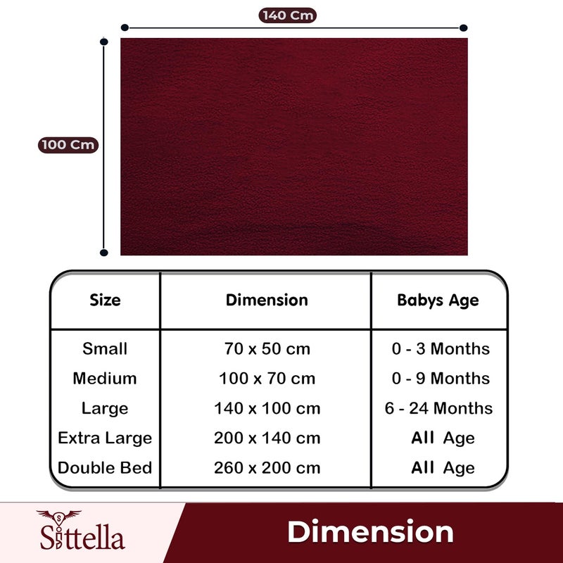 SITTELLA 3 Piece Absorbent Waterproof Mattress Protector Sheet for Babies Quick Dry Washable 140 x 100 Cm Large Maroon - Image 2