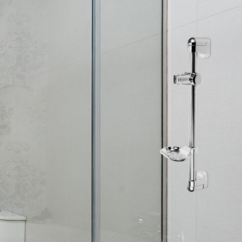 2pcs Shower Slide Adjustable Handheld Holder Wall Mount Showerhead Holder with Soap Tray - Image 3