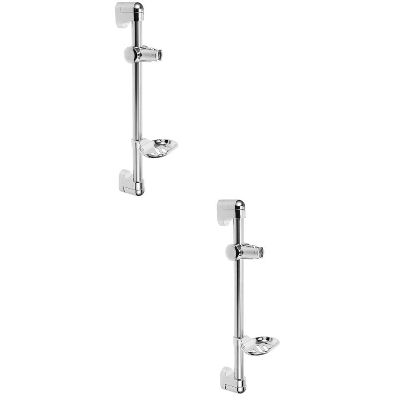 2pcs Shower Slide Adjustable Handheld Holder Wall Mount Showerhead Holder with Soap Tray - Image 1