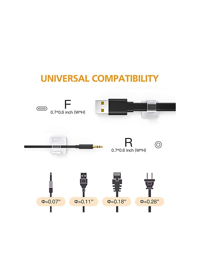 PROMASS 20Pcs Cable Clips with Adhesive Tapes,Upgraded Wall Wire Clips for Cable Management,Wire Clips Cable Wire Management Wire Cable Holder Clamps Cable Tie Holder for Car, Office and Home - Image 2