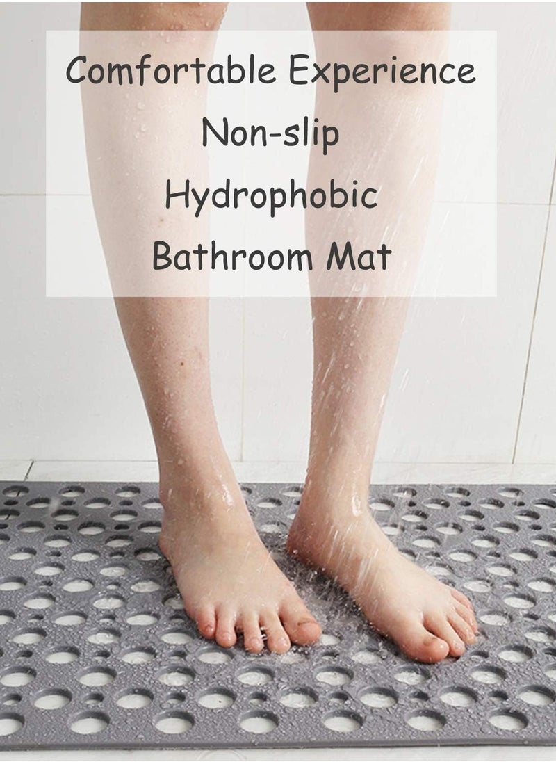 Home Care Non Slip Bath Mat Anti Mould Shower Mats TPE Bathroom Bathtub Mat Floor Shower Mats Anti Slip Antibacterial with Suction Cups & Drainage hole Perfect for Everyone Safety Grey 21" x 21"/53 x 53cm  - Image 3