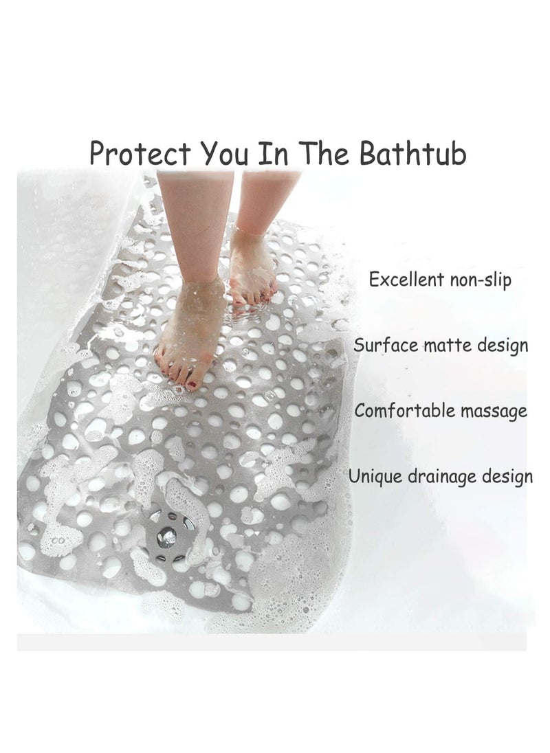Home Care Non Slip Bath Mat Anti Mould Shower Mats TPE Bathroom Bathtub Mat Floor Shower Mats Anti Slip Antibacterial with Suction Cups & Drainage hole Perfect for Everyone Safety Grey 21" x 21"/53 x 53cm  - Image 4