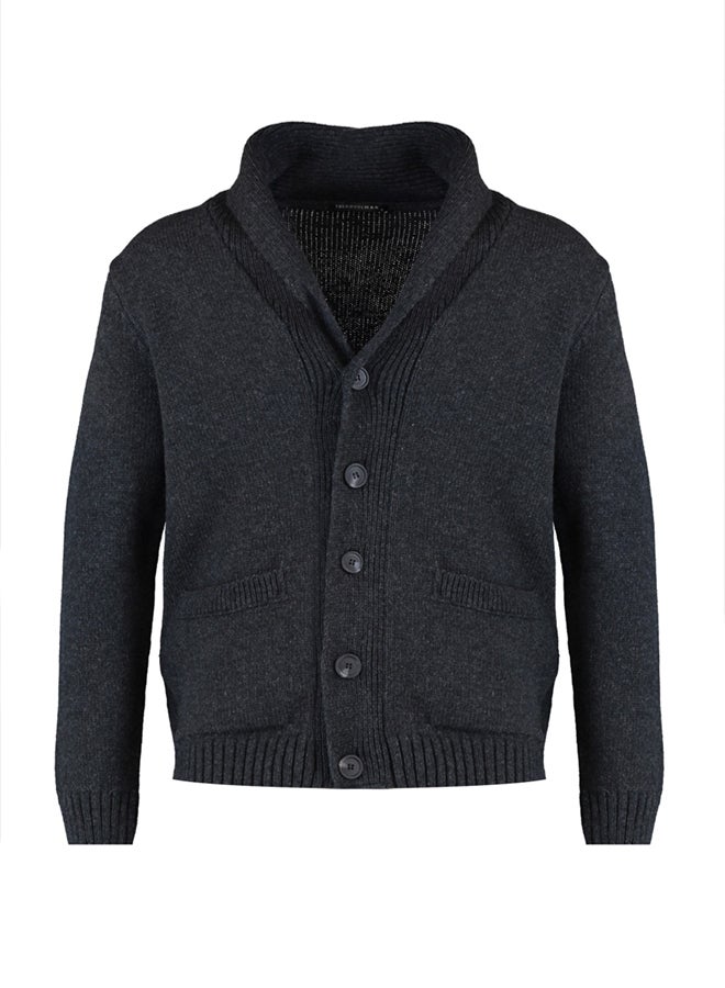 trendyol Anthracite Regular Fit Wool Shawl Collar Knitwear Cardigan - Image 5