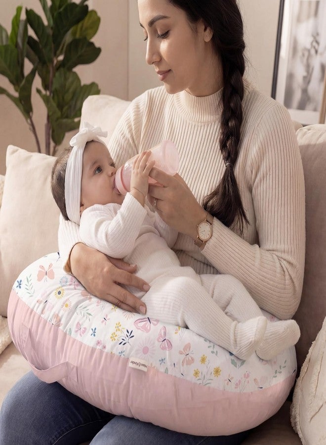 haus & kinder Baby Feeding Pillow for New Born Baby, Breastfeeding & Nursing Pillow with Removable Cover, Infant Support Cushion for 0-24 Months, Tummy Time Pillow (Butterfly Garden) - Image 1