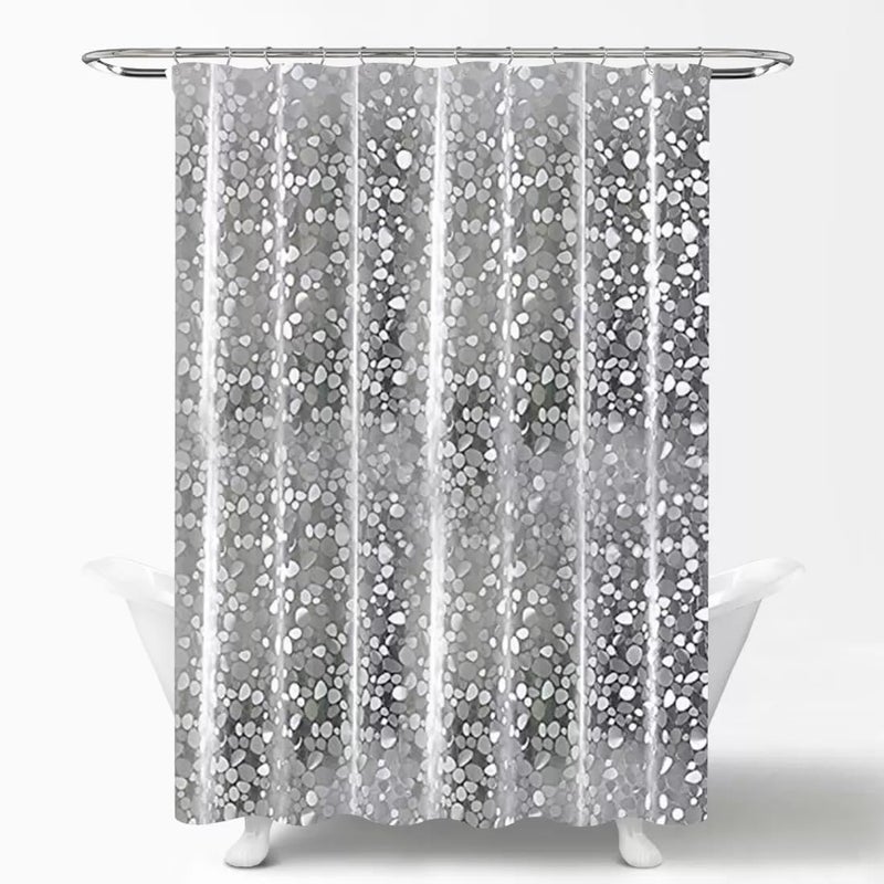 Home Ark Home Ark Shower Curtain (7 Feet) Bathroom Curtain | AC Curtains | PVC Waterproof Bathtub Curtain | 8 Rings Curtain | Bathroom Window Curtain | Stone Print | Transparent  - Image 2