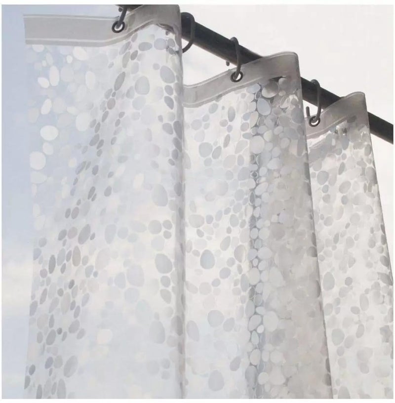 Home Ark Home Ark Shower Curtain (7 Feet) Bathroom Curtain | AC Curtains | PVC Waterproof Bathtub Curtain | 8 Rings Curtain | Bathroom Window Curtain | Stone Print | Transparent  - Image 4
