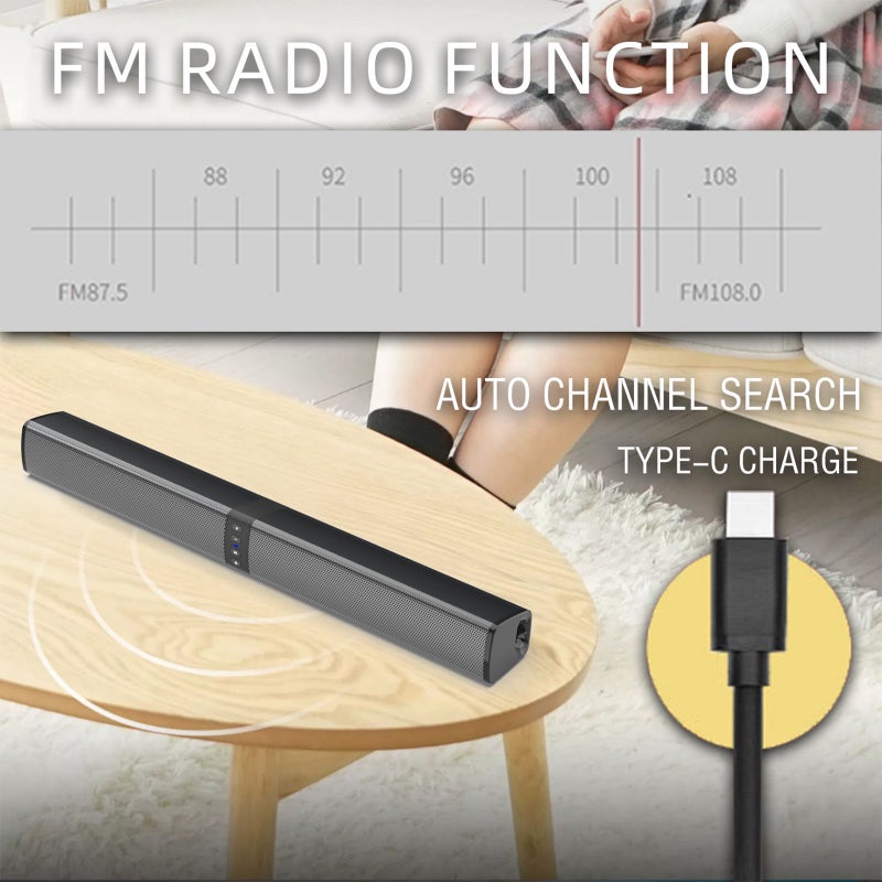 BS-36 Detachable Long Speaker Home Outdoor TV Computer Echo Wall BT Audio Metal Speaker Mesh Bezel-less Design Compatible with Multiple Devices 2000mAh Battery - Image 2