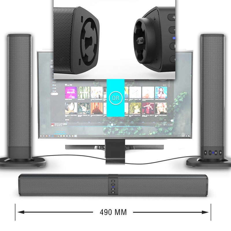 BS-36 Detachable Long Speaker Home Outdoor TV Computer Echo Wall BT Audio Metal Speaker Mesh Bezel-less Design Compatible with Multiple Devices 2000mAh Battery - Image 3