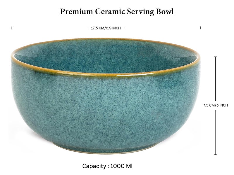 Bodhi House Ceramic Deep Serving Bowl Set of 2 – 1000ml, Microwave Safe, Ocean Green – Large Multipurpose Bowls for Salad, Ramen, Cereal, Snacks, Dal, Fruit – Ideal for Dining & Gifting - Image 4