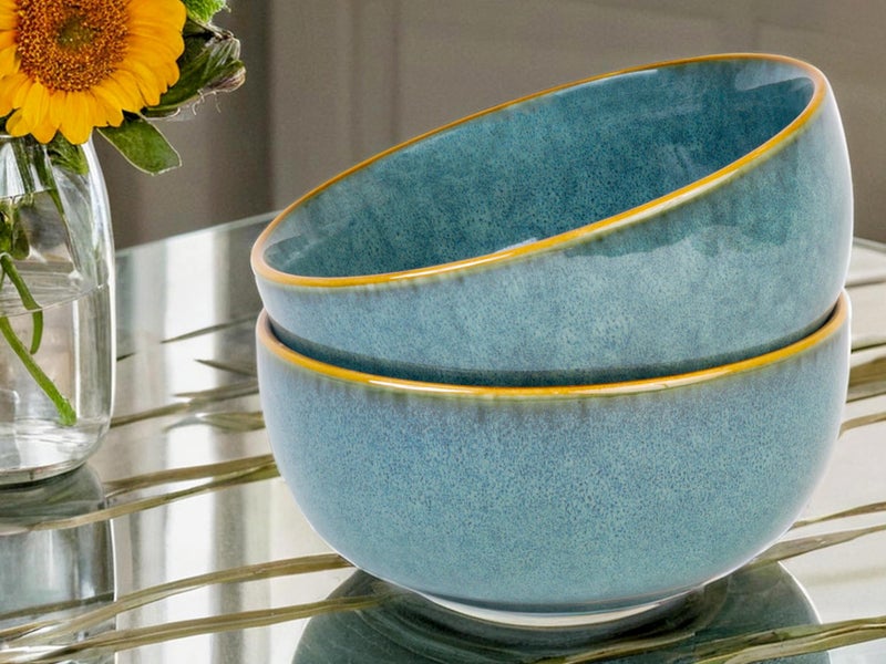 Bodhi House Ceramic Deep Serving Bowl Set of 2 – 1000ml, Microwave Safe, Ocean Green – Large Multipurpose Bowls for Salad, Ramen, Cereal, Snacks, Dal, Fruit – Ideal for Dining & Gifting - Image 2