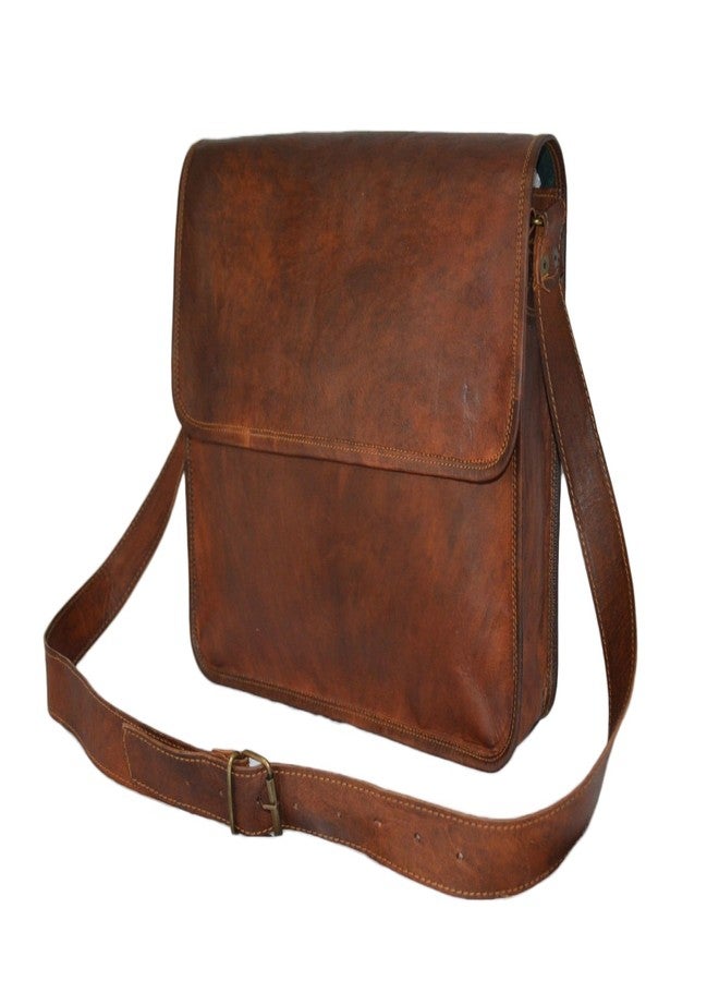 Madosh Genuine Leather Vintage Handmade Office Laptop Long Over The Shoulder Messenger Crossbody Half Flap Bag - Image 1