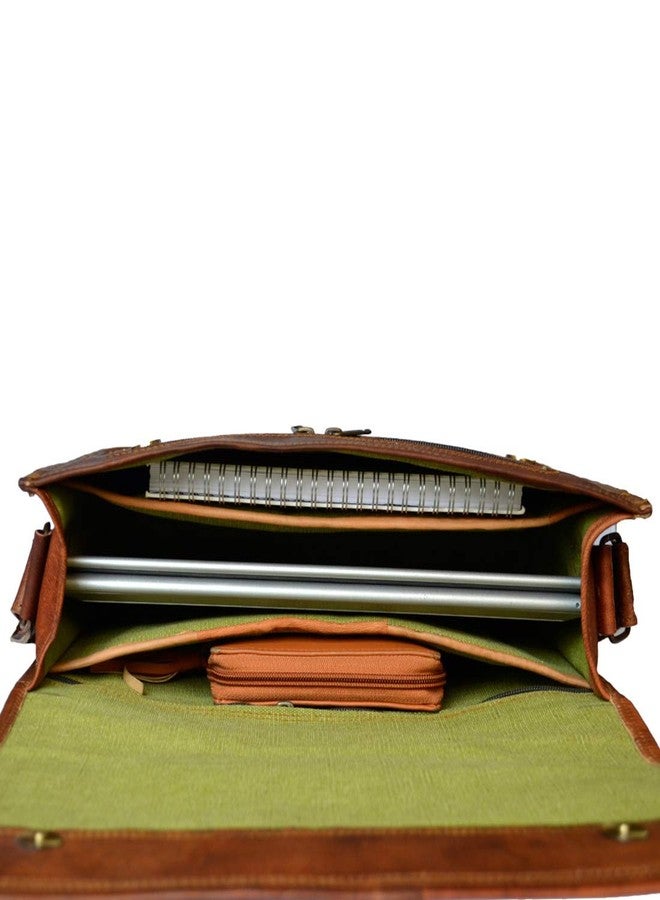 Madosh Genuine Leather Vintage Handmade Office Laptop Long Over The Shoulder Messenger Crossbody Half Flap Bag - Image 3