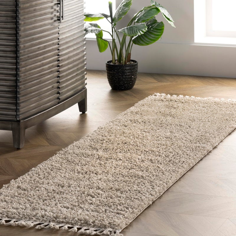 Nuloom Neva Beige/Ivory, 2'6" x 6', Modern, Shag, Tasseled, Soft and Cozy, High Traffic, Stain Resistant, Easy Clean, Durable Runner for Bedroom, Living Room, Dining Space, Den, Foyer, Entryway - Image 1