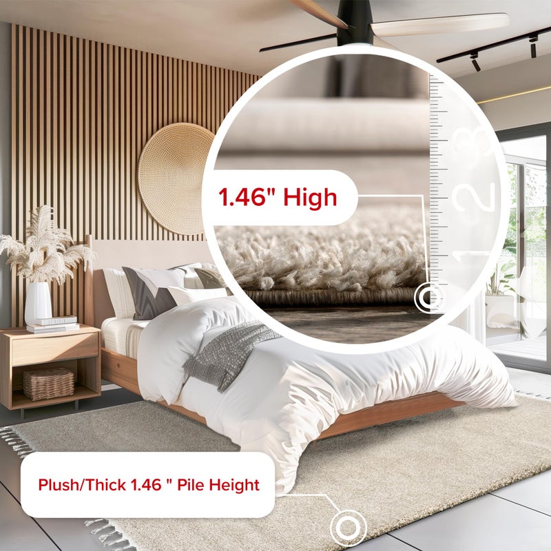 Nuloom Neva Beige/Ivory, 2'6" x 6', Modern, Shag, Tasseled, Soft and Cozy, High Traffic, Stain Resistant, Easy Clean, Durable Runner for Bedroom, Living Room, Dining Space, Den, Foyer, Entryway - Image 4