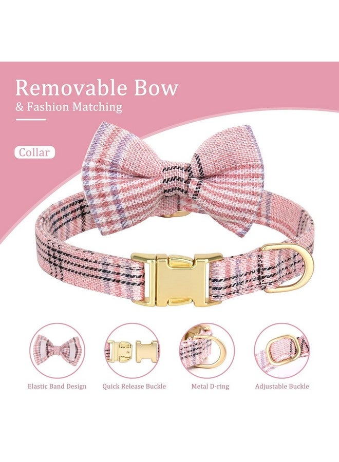 Beirui Cute Small Dog Harness Collar and Leash Set with Bowtie, Soft Adjustable Pink Puppy Harness for Small Sized Dogs Cats Walks Parties and Photoshoots(Pink,XXS:Chest 12-14") - Image 5